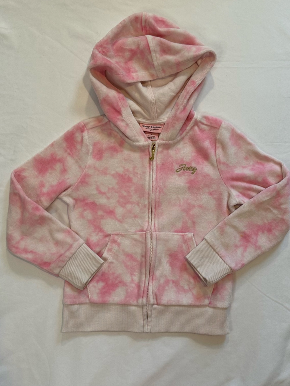 Juicy Couture Pink and White Tie Die Hoodie Girls 5